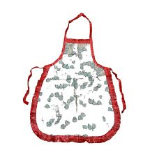 Vintage Plastic Bib Apron Hearts Red Ruffle Edging picture