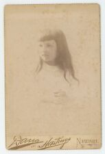 Antique Circa 1880s Cabinet Card Beautiful Little Girl Brightly Lit Newport, RI picture