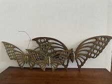 Vintage Adorable Brass Butterflies Hanging Rack Wall Mount Nursery Home Decor picture