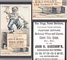 Antique 1880 © Rat Trap Wine & Medicine Sheehan Drug Store Utica NY Trade Card picture