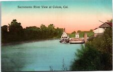 Colusa CA California Sacramento River Ship Barge Boat c.1910 Vintage Postcard picture