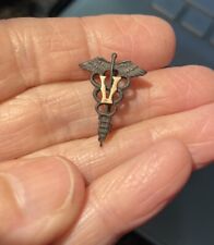 Authentic WWI US Army Officer Medical Small Veterinary Corps Insignia Pin picture