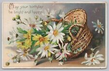 TUCK~Birthday 105~May Your Birthday Be Bright & Happy~White/Yellow Daisies~1911 picture