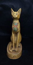 Rare Ancient Egyptian Bastet Statue Antique Goddess Cat with Scarab Pharaonic BC picture