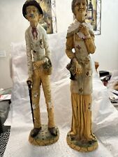 VTG Statues Old Woman And Elderly Man Figure Set Couple L Toni Italy Folk Art  picture