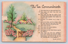 Vintage Postcard The Ten Commandments Christian Religious picture