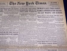 1947 SEPTEMBER 26 NEW YORK TIMES - TRUMAN CALLS FOOD PARLEY - NT 3314 picture