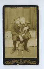 Man & Young Boy & Crude Toy Horse c1890s CdV Photo  picture