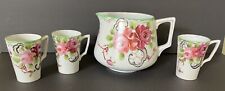 Antique Nippon Te-oh Pink Roses Lemonade Set Pitcher 3 Cups Hand Painted picture