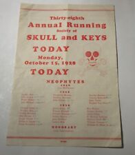Super Rare UC Berkeley skull and keys 1928 Running Flyer Initiation ritual picture