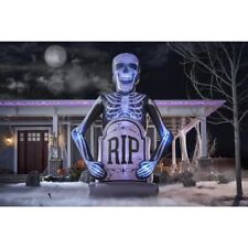 Huge 10ft. Gemmy Photorealistic Skeleton Tombstone Halloween Inflatable Prop New picture
