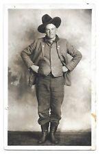 Cowboy In Studio, Kansas City Missouri, Antique RPPC Photo Postcard picture