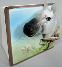 Vtg 3D Horse Figurine Planter Vase Pencil Cup Gray Arab Arabian Equine 1950s picture