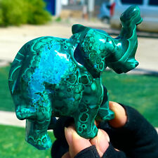 380G Natural glossy Malachite Crystal Handcarved elephant mineral sample picture