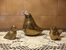 Vintage Brass Birds Figurine Paperweight India-SET OF 3 picture
