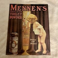 Metal Sign Mennen's Borated Talcum Toilet Powder 12 X 15 Inch Great Condition picture