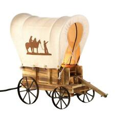 Western Wagon Table Lamp Country Cover Wood Light Texas Stagecoach Cowboy Horse picture