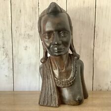 Hand Carved African Tribal Woman Head Wood Statue Bust picture