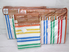 Vintage 80s Burlington Rainbow Stripe King Sheet Pillowcase Set Caress Pride NEW picture