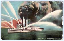 1913 FIRE BOAT IN ACTION PORTLAND OREGON ANTIQUE POSTCARD picture