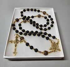 Large One Of A Kind Hand Crafted Rosary Made With Natural Rainbow Obsidian... picture