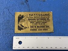 Vintage Cliff Raven Chicago Tattooing Co Belmont Ave Gold Business Card Ephemera picture