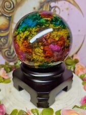 Stunning Taiwanese Seven Colour Jade Crystal Sphere & Rotating Stand 10cm 1.57KG picture