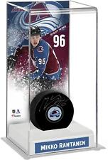 Mikko Rantanen Colorado Avalanche Signed Puck with Deluxe Tall Hockey Puck Case picture