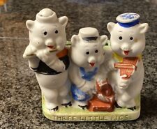 1950's Walt Disney Three Little Pigs Figural Ceramic Tooth Brush Holder Japan picture