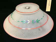 Lamp Shade Ceiling Frosted Glass Floral Hand Painted Vintage 1950ish 11