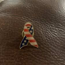 Vintage American Flag Ribbon Lapel Pin Pinback Brooch Patriotic Support Gold picture