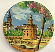 vintage Hand Painted Torre Del Oro Sevilla Spain Travel Souvenir mini Plate dish picture