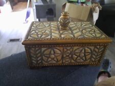 Vintage Hand Painted Trinket Box Ornate Stone Work No Chips picture
