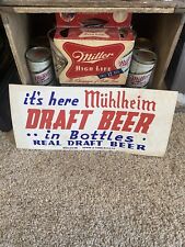 Muhlheim  Beer Sign Reading Pa 1950s Draft Beer Cardboard Sign picture