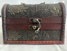 Vintage Wooden Small Treasure Box With Handle Jewelry Trinket Storage picture