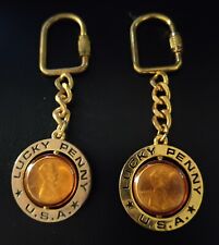 Vintage 1999 D Florida and USA Lucky Penny Spinner Souvenir Keychain Lot of 2 picture