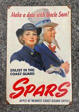 WW2 SPARS COAST GUARD WOMANS RECRUITING POSTER VINTAGE STYLE METAL SIGN 11 X 17 picture