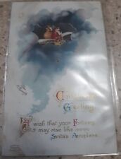 Vintage Signed Clapsaddle Mechanical Christmas Postcard  Santa Airplane  RARE picture