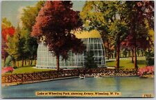 Wheeling West Virginia, Lake at Wheeling Park, Showing Aviary, Vintage Postcard picture