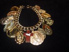 RELIGIOUS GOLD MEDAL & CHARM BRACELET WITH 17 RELIGIOUS MEDALS/ CHARMS picture