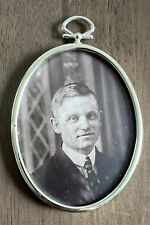 Antique Man Photograph in Small Gold Oval Plastic Convex Frame picture