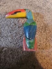 Vintage Hand-Carved & Painted Wooden Toucan/Parrot Figure 8.5