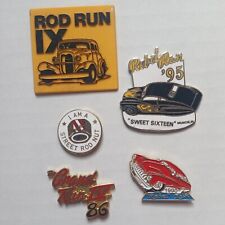 VTG 80s/90s 5 PC Lot Hot/Street Rod Hat Lapel Pins Rod Run Grand Run Rebel Run picture