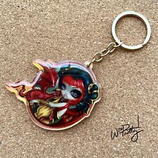 Big Eye Red Amber Dragonling KeyFob Acrylic Keychain Jasmine Becket Griffith Art picture
