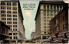 1914. LOS ANGELES, CA. 7TH ST. WEST FROM SPRING. UNION OIL BLDG. POSTCARD RC19 picture