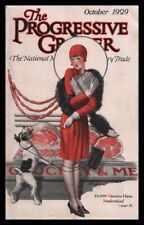 1929 Progressive Grocer October Dog Flapper Girl Butcher * Cover Only * Print Ad picture