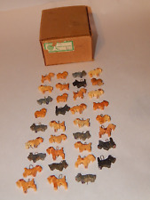 VINTAGE 1940s NOS Anri Hand Carved Wood Miniature Dog Ornaments Scotty & More picture