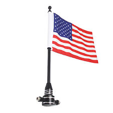 Black Universal Motorcycle American USA Flag Pole Luggage Rack Mount For Harle picture