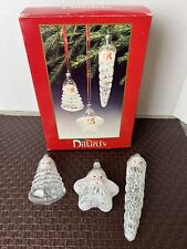 Dillard’s Glitter SANTA Ornaments Clear Glass in Box tree star icicle picture