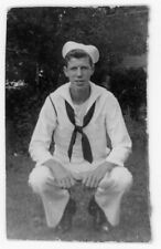 Tall Handsome Sailor Navy Posing - 1940's VTG Photo  picture